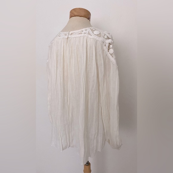 NWT CHLOE BOHO CROCHET MILK WHITE GUIPURE LACE EMBROIDERY BLOUSE SHIRT TOP 36 - Picture 8 of 15